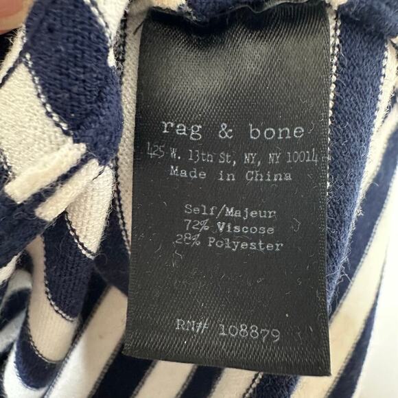 Rag & Bone Nautical Striped Mini Dress Perforated Women's Navy White Size Small - Picture 5 of 5